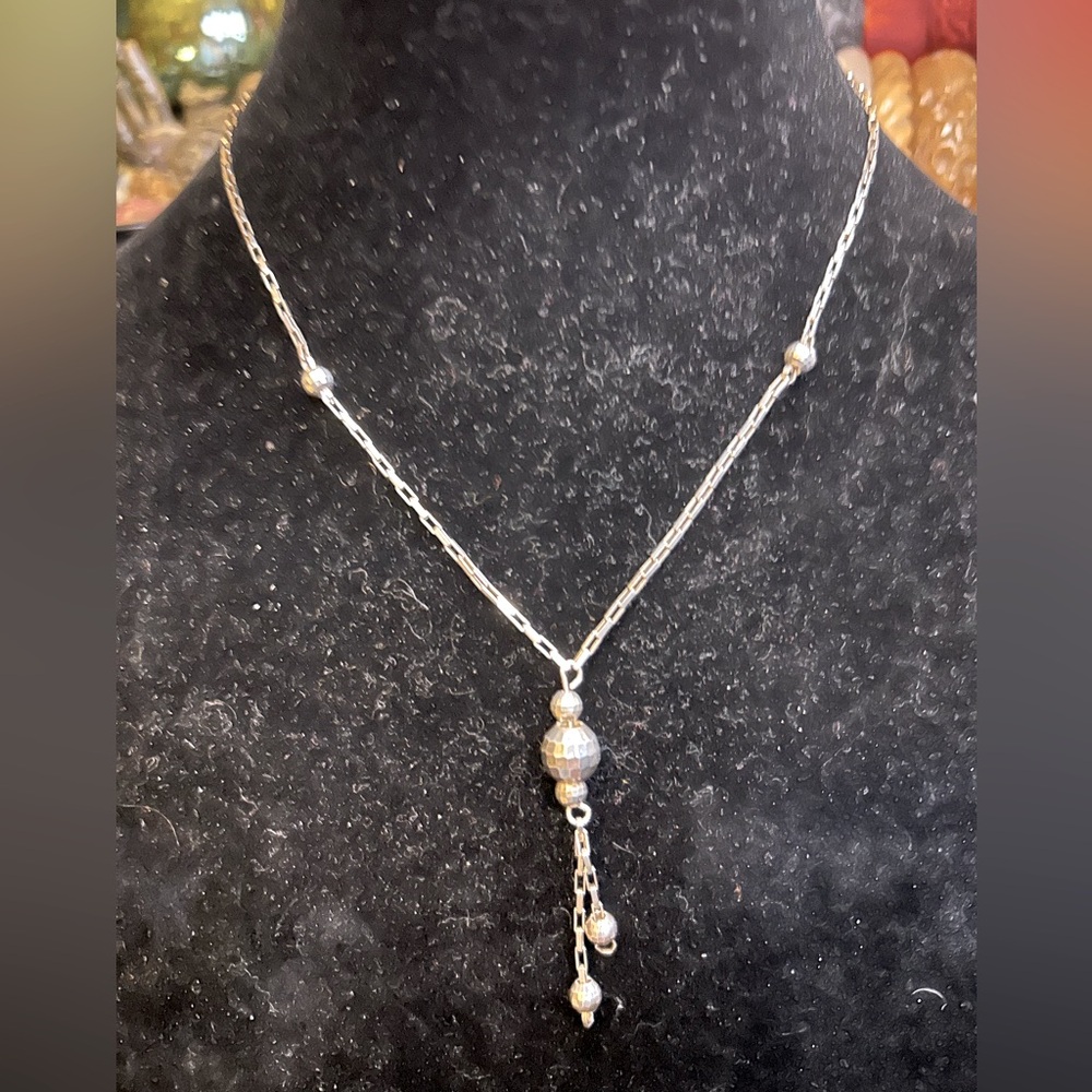 Vintage Sterling Disco Ball Paper Clip Necklace
